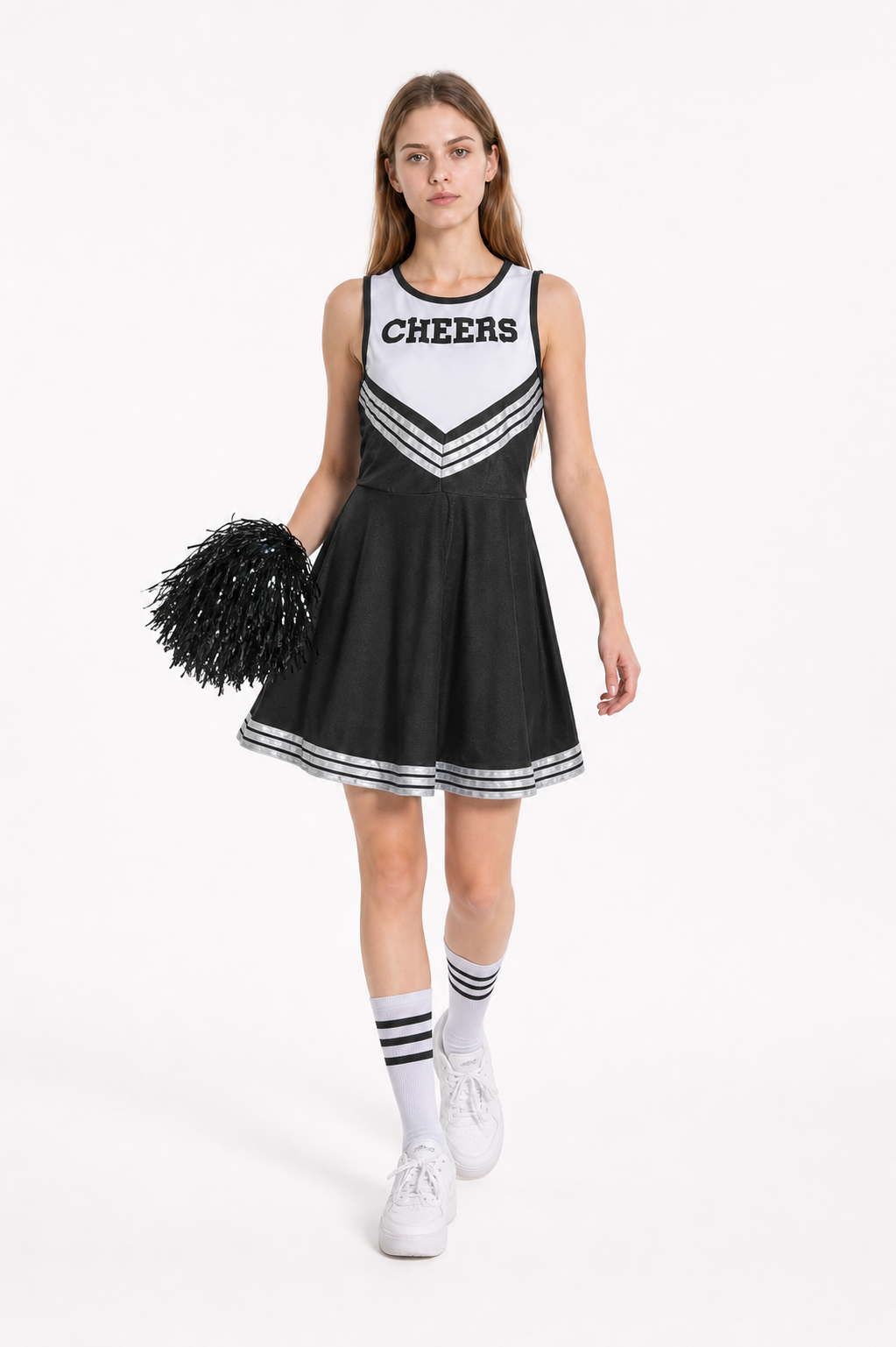 Sleeveless Cheerleading Dress with Pom-Poms and Socks Costume Dresses detail 2