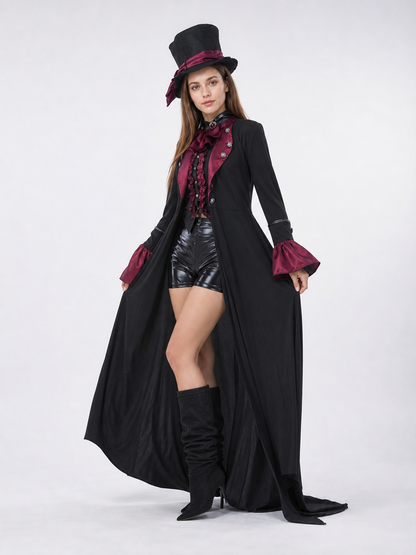 Gothic Vampire Costume with Top Hat for Halloween