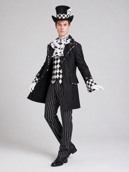 Gothic Magician Costume with Top Hat for Halloween
