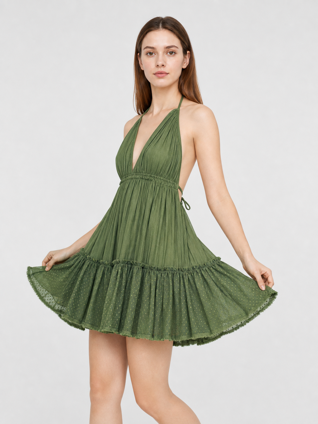 Cotton Boho Sleeveless Open-Back Dress