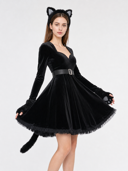 “Black Cat” costume dress for Halloween and cosplay