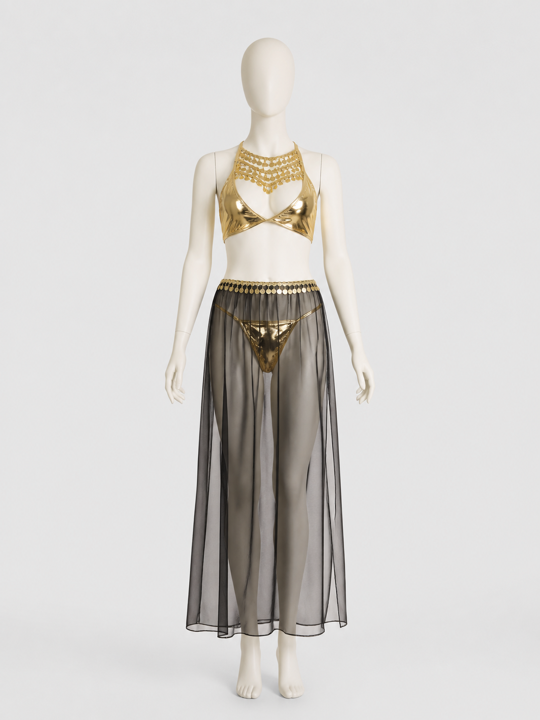 Cleopatra Costume with Sequins and a Sheer Skirt with a Slit Costumes detail