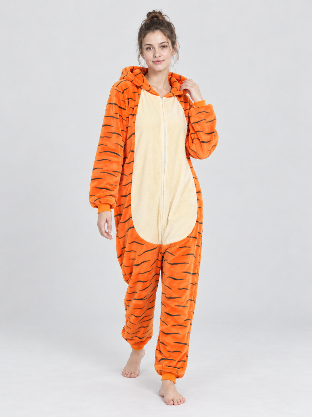 Orange Tiger Striped Pajama Jumpsuit