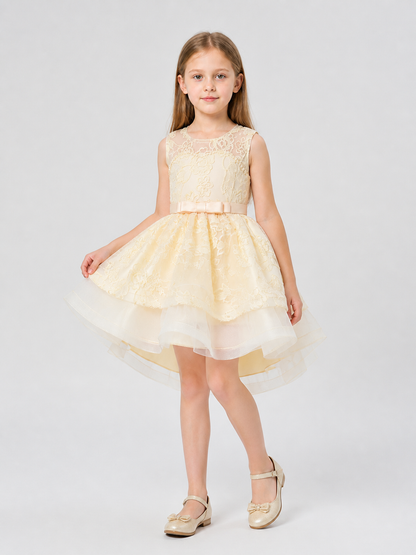 Full Dressy Girls’ Dress with a Tulle Skirt and Bow