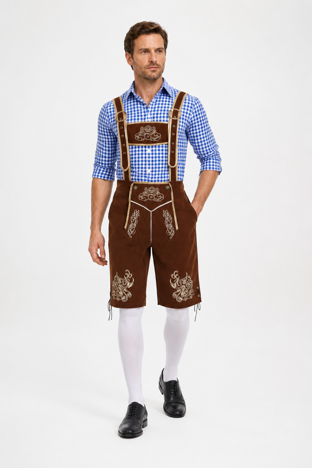 Bibbed suspender shorts with embroidery product detail 2