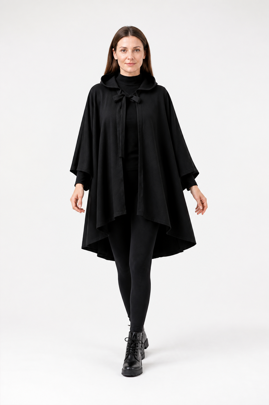 Black Hooded Cape for Halloween Costume Capes detail 2