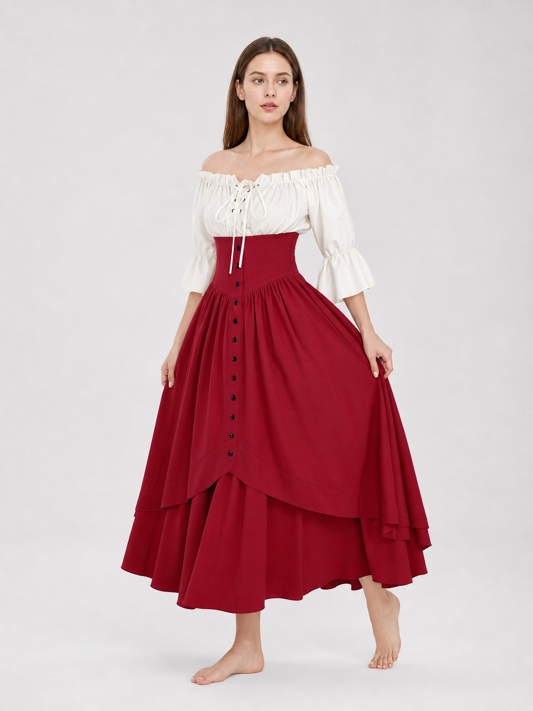 Vintage-Style Off-the-Shoulder Dress