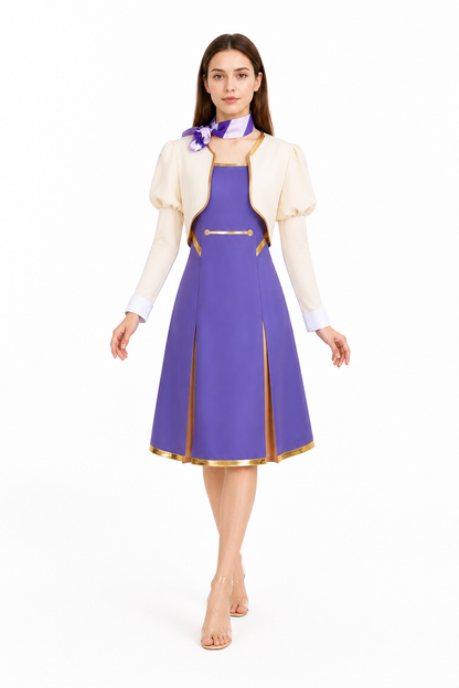 Cosplay Set with Dress, Jacket, and Striped Scarf