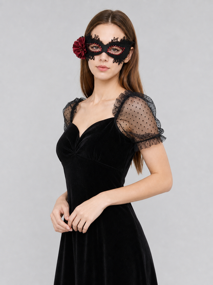Masquerade Eye Mask with Rose, Gothic Style