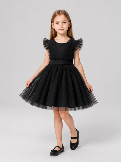 Party Dress with a Tulle Skirt and Flutter Sleeves Costume Dresses detail 2