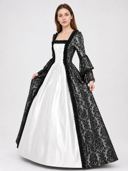 Gothic Vintage Floor-Length Dress with Sleeves