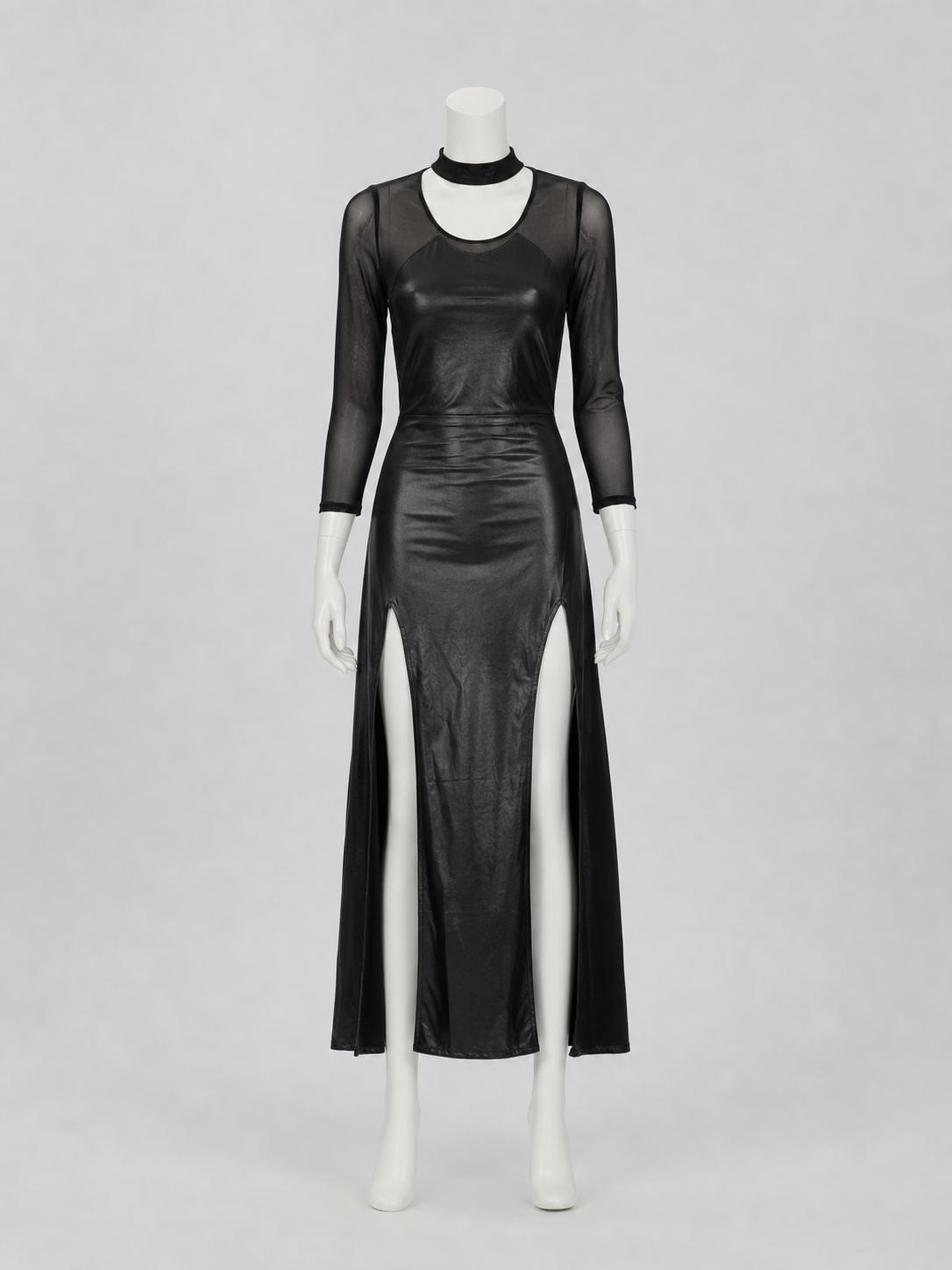 Witch Costume: Black Dress with Slit and Sleeves