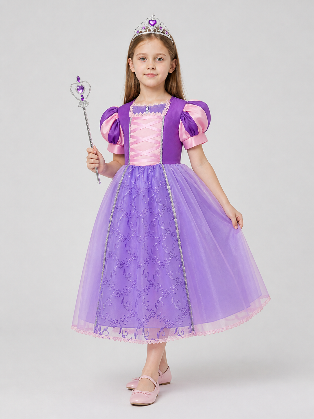 Purple Princess Dress with Crown and Wand Costume Dresses detail 2