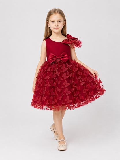 Puffy Princess Dress with Bows, Burgundy Costume Dresses detail 2