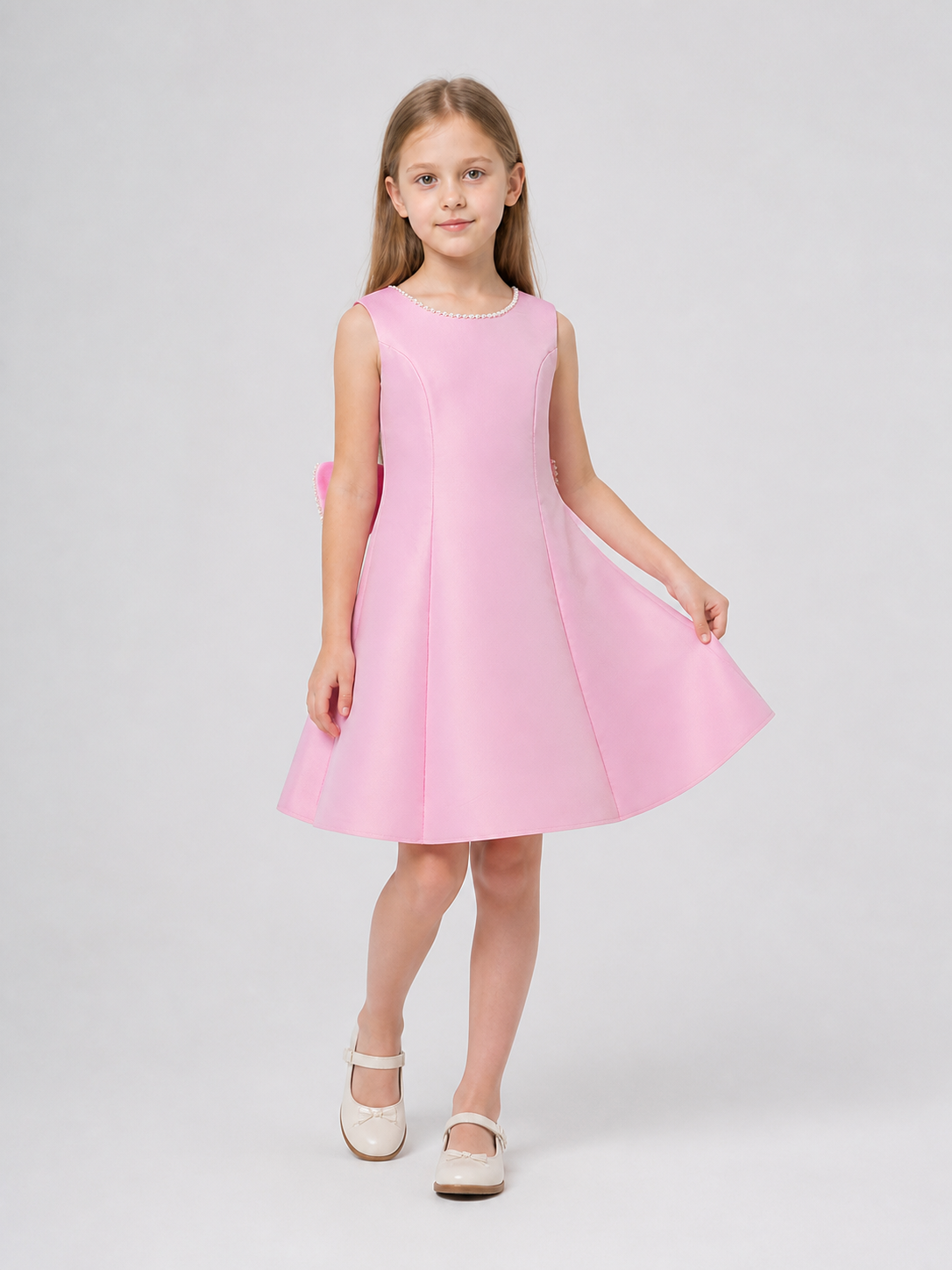 Pink Princess Dress with Pearl Decoration Costume Dresses detail 2