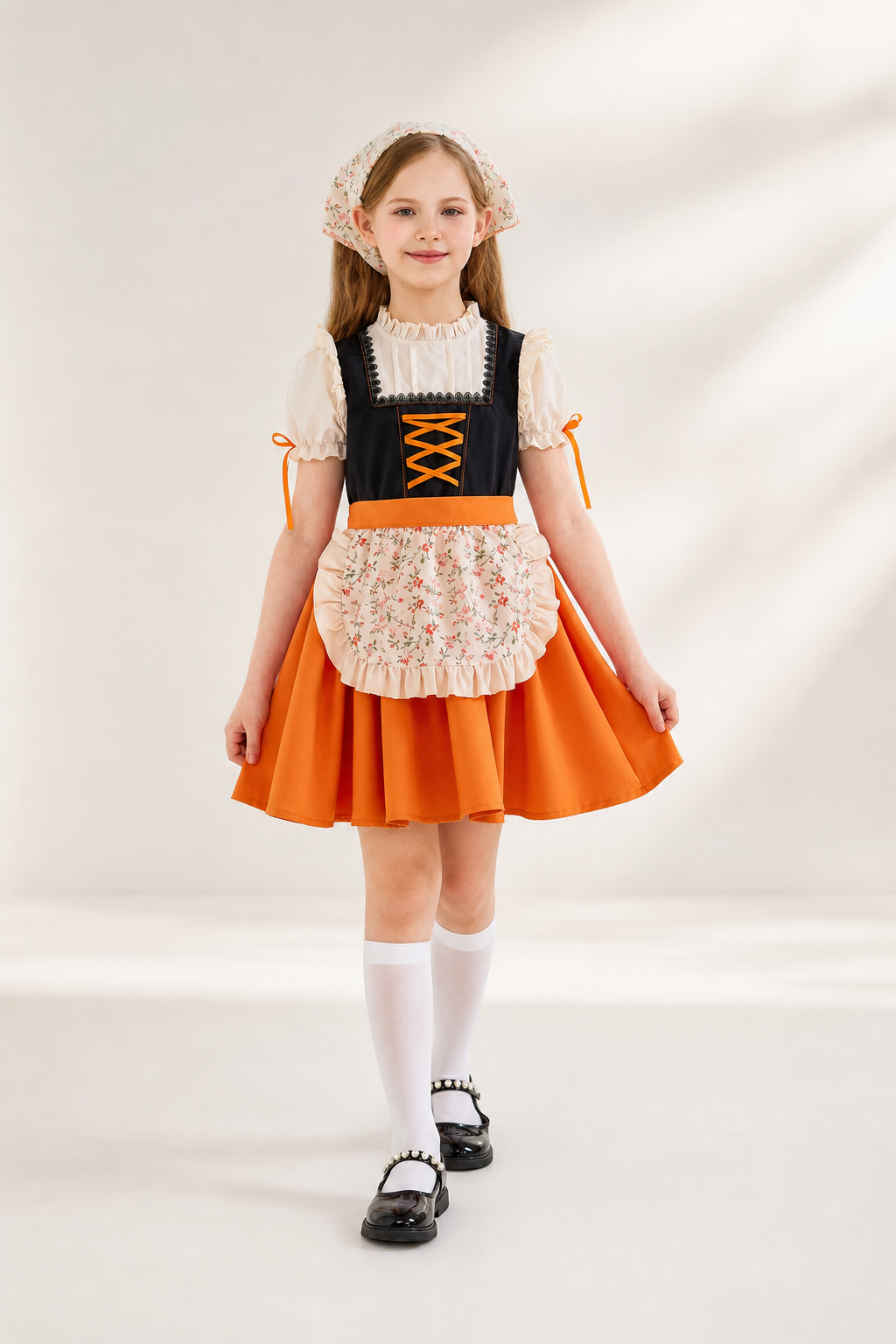 Dirndl Dress Set with Apron and Headscarf