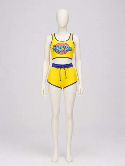 Yellow athletic set: cropped top and shorts product detail 2