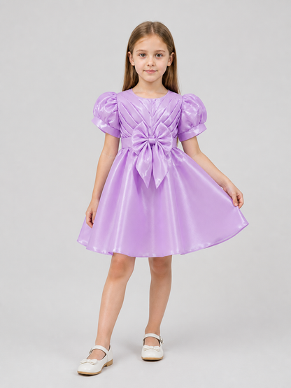 Girls' Dressy Dress with Puff Sleeves and a Bow Costume Dresses detail 2
