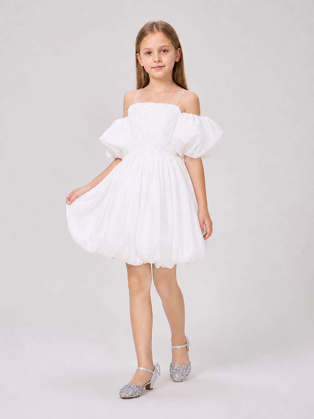Children's Dress with a Full Skirt and Floral Decor Costume Dresses detail 2