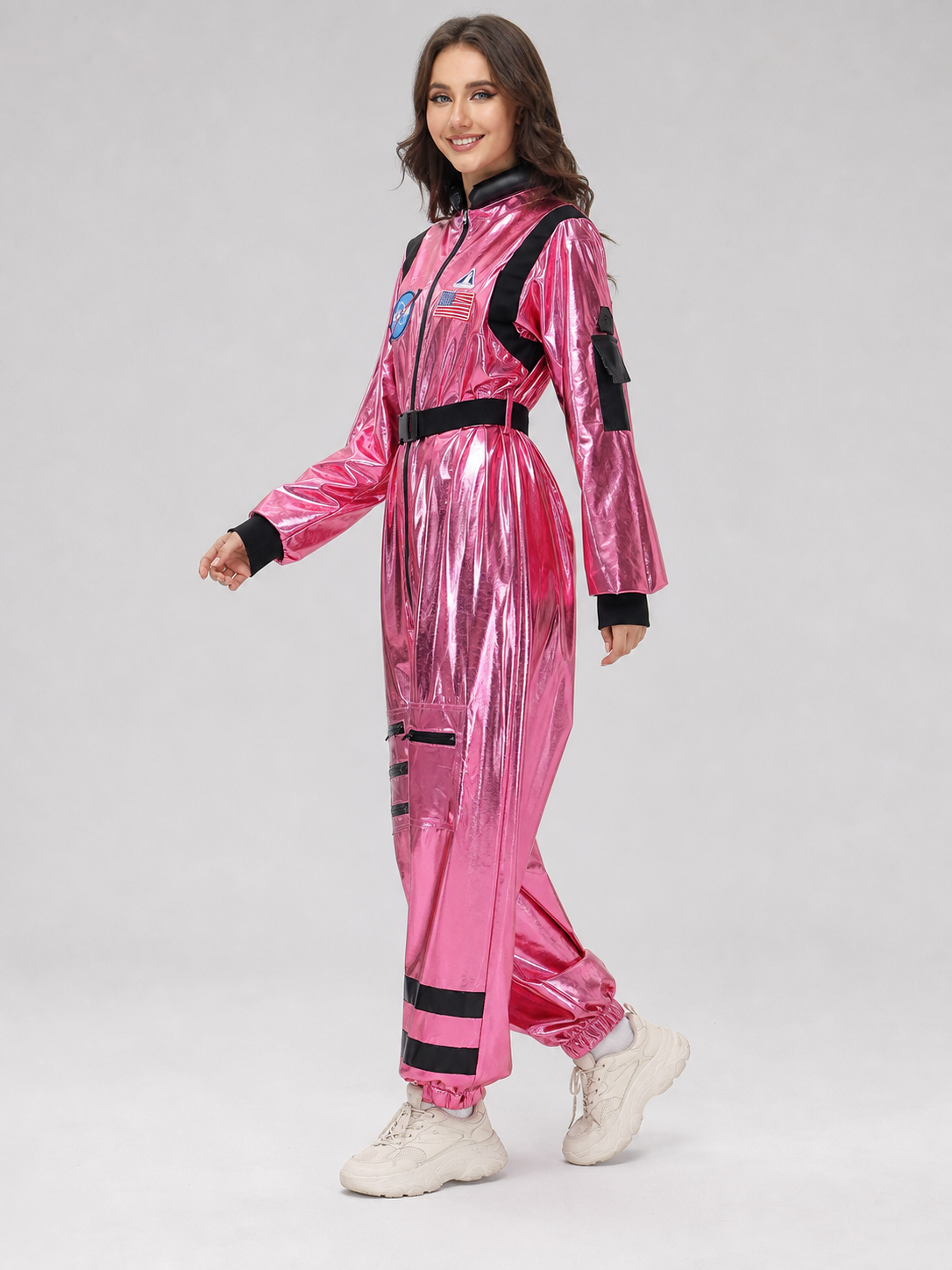 Pink Spacesuit Jumpsuit with Hood and Pockets product detail