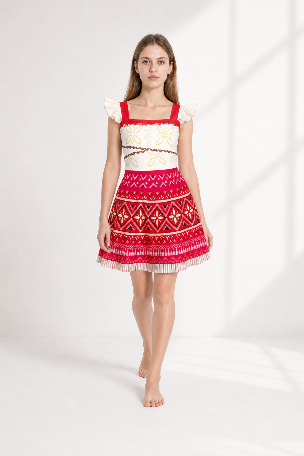 Moana Dress with Geometric Print and Ruffles Costume Dresses detail 2