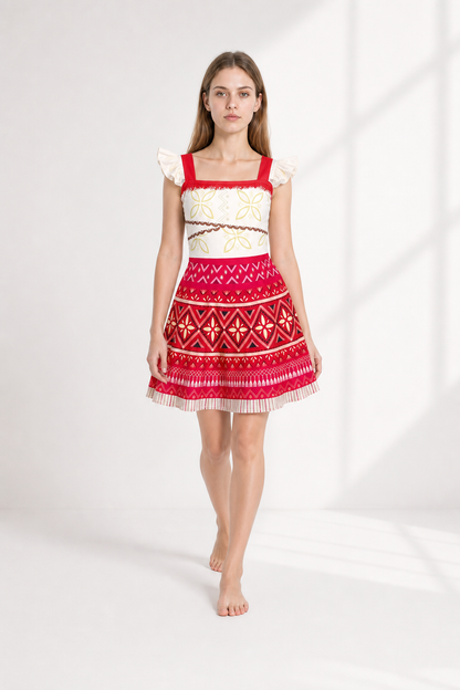 Moana Dress with Geometric Print and Ruffles Costume Dresses detail 2