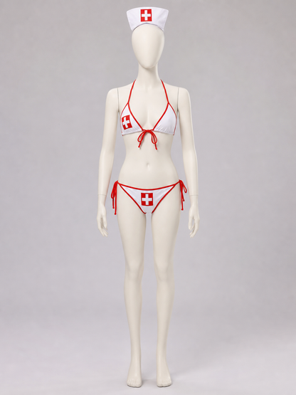 Nurse Cosplay Bikini Swimsuit with Cross Costumes detail 2