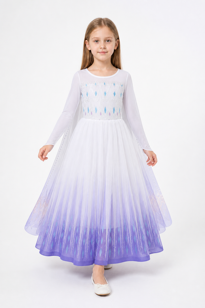 Long Elsa Dress with Mesh for Halloween Costume Dresses detail 2