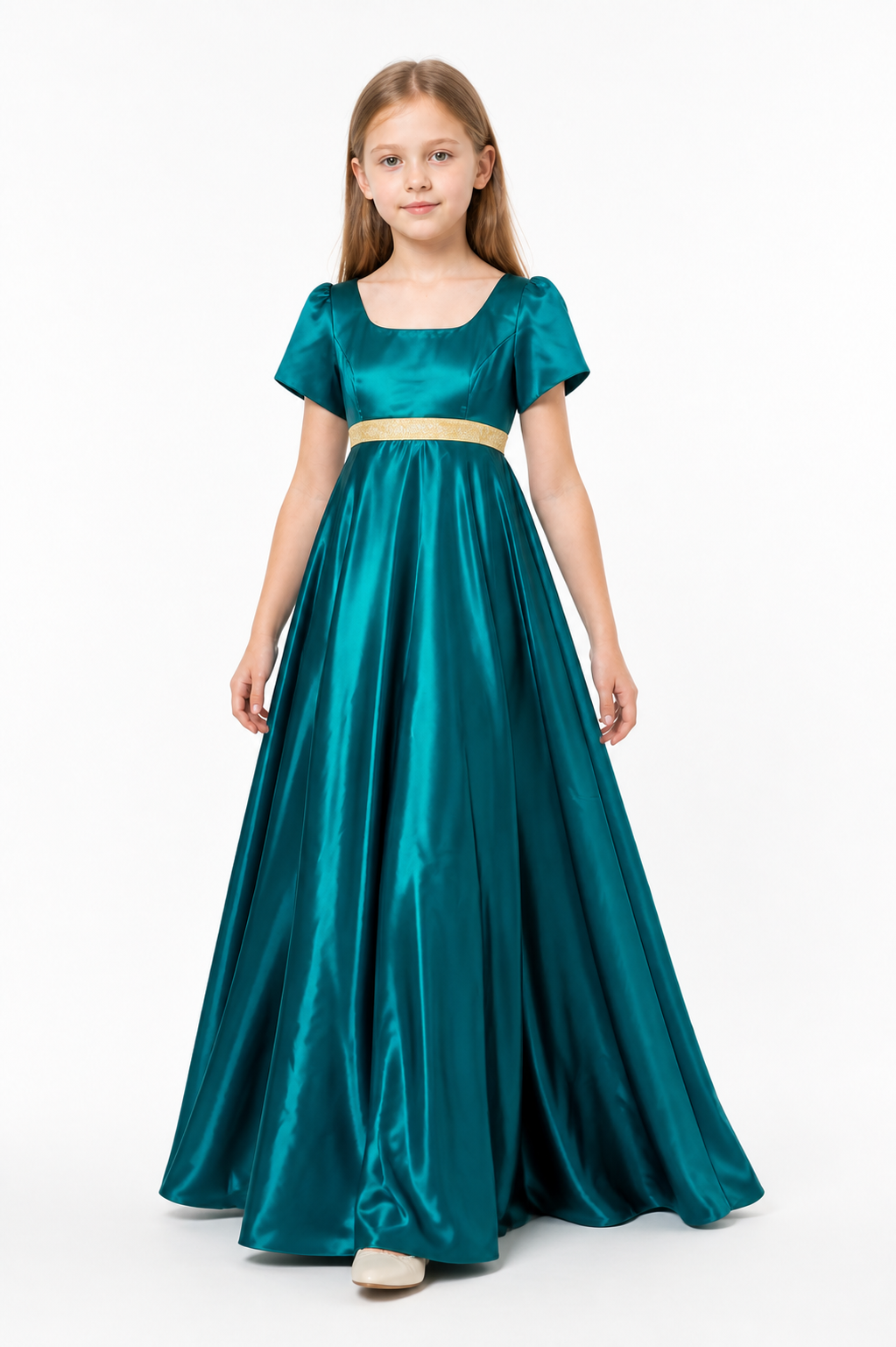 Dress with a Square Neckline, Puff Sleeves, and Belt Costume Dresses detail 2