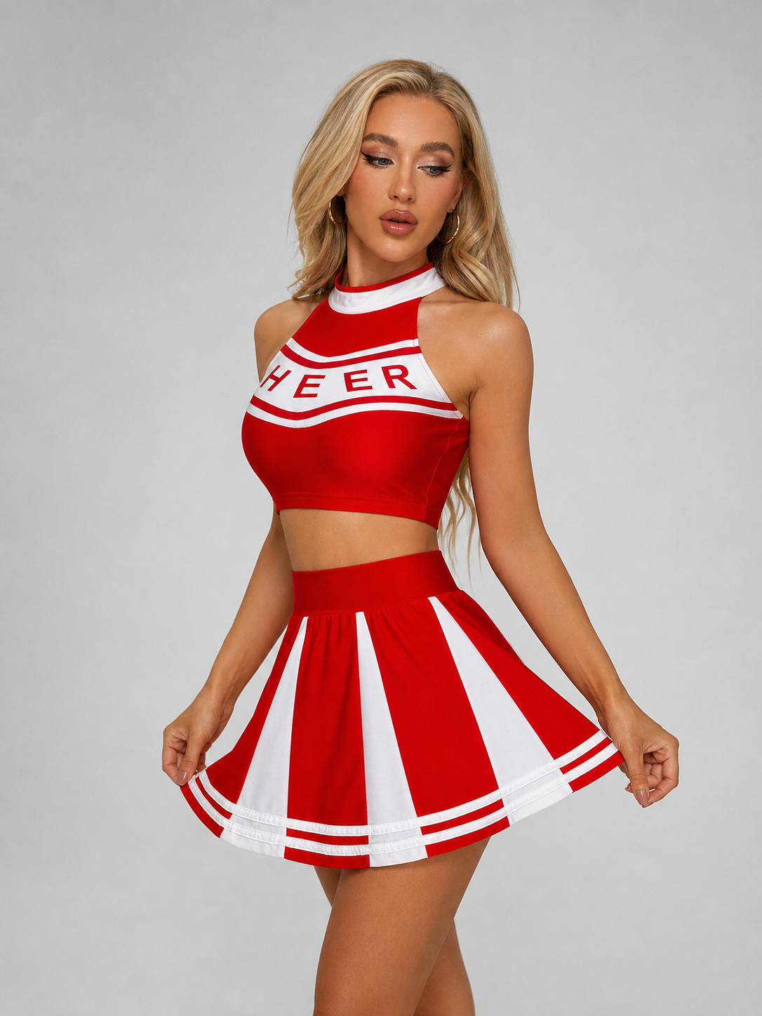 Performance Costume with Top and Skirt, Red and White