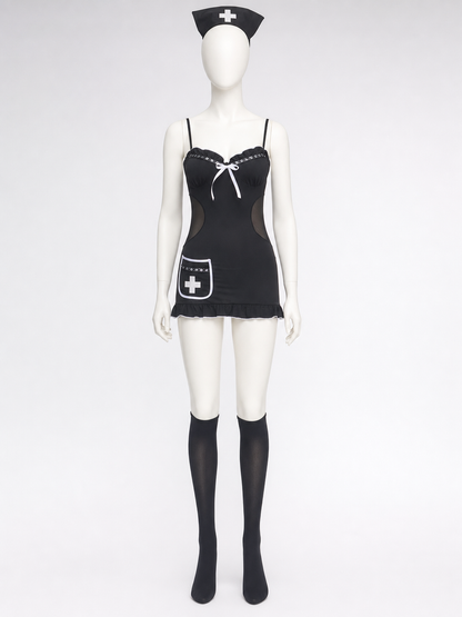 Medical Uniform: Black Dress with White Trim
