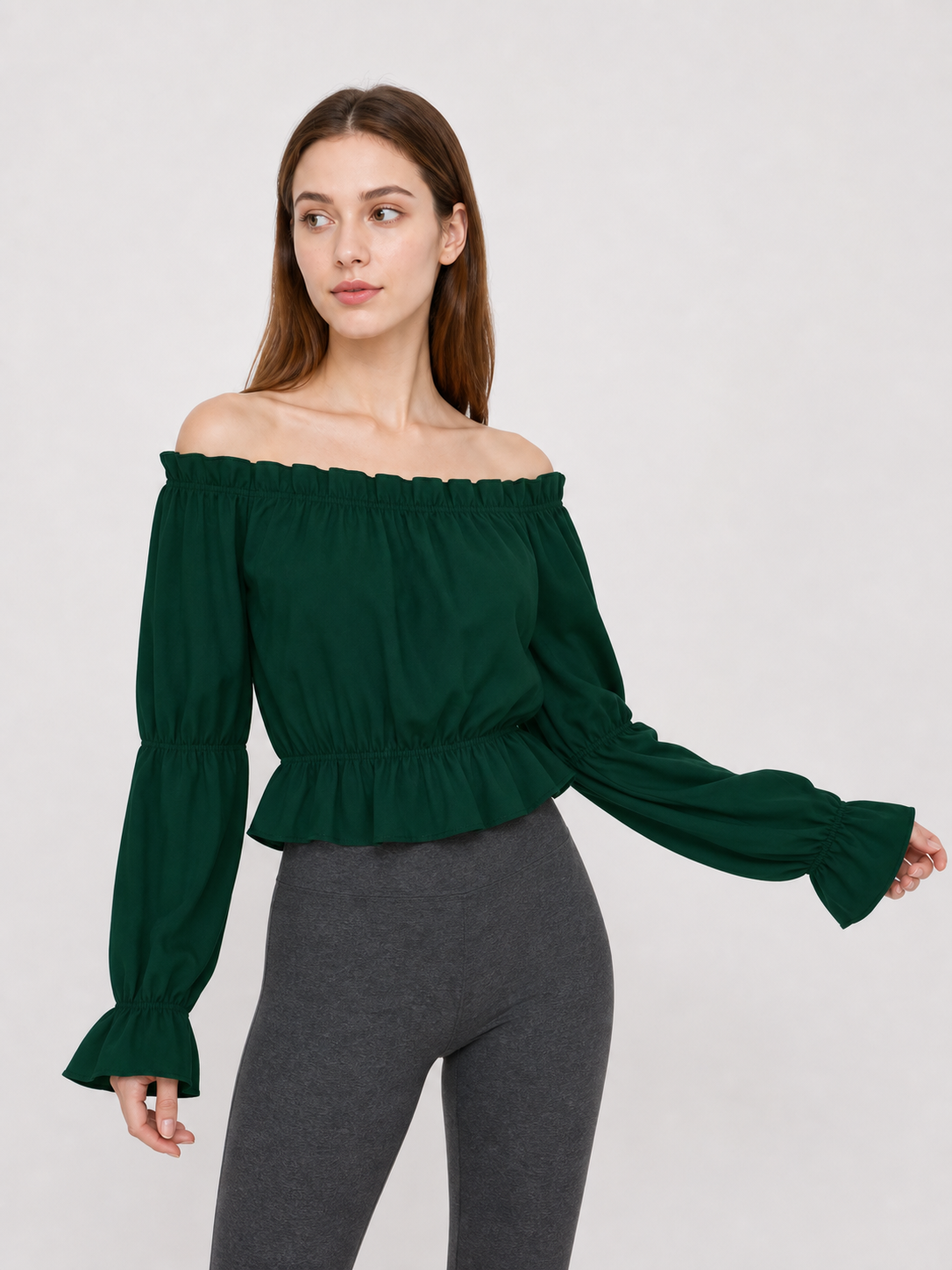 Off-the-Shoulder Blouse with Puff Sleeves