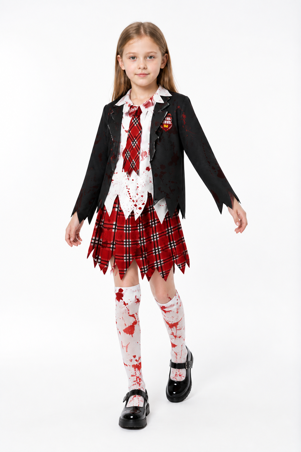 Zombie Costume with Tie, Skirt, and Torn Edges Costumes detail 2