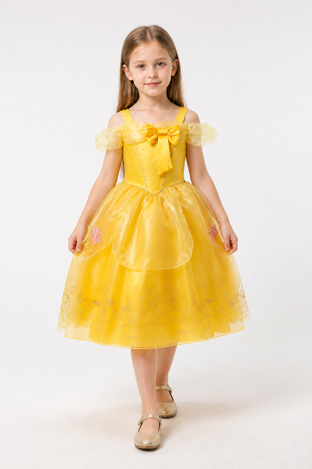 Children's Costume Dress with Floral Embroidery and Bow Costume Dresses detail 2