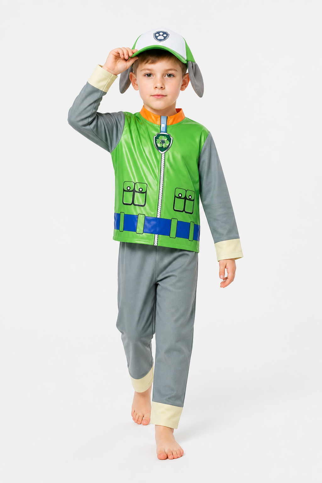 Kids' Costume with Hat and Ears, Green Costume Headwear detail 2