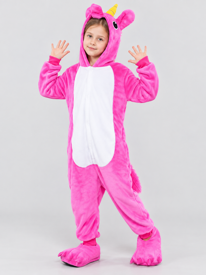 Kids' Unicorn Hooded Pajama Jumpsuit with Tail