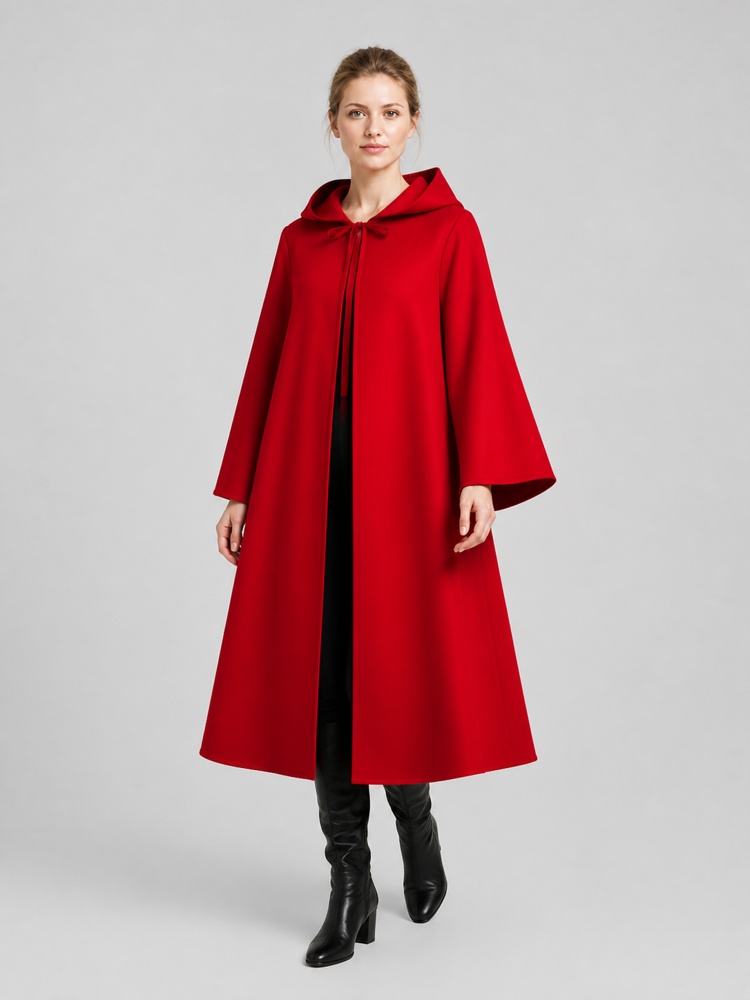 Red Hooded Cloak with Zipper for Halloween Cosplay Costume Capes detail 2