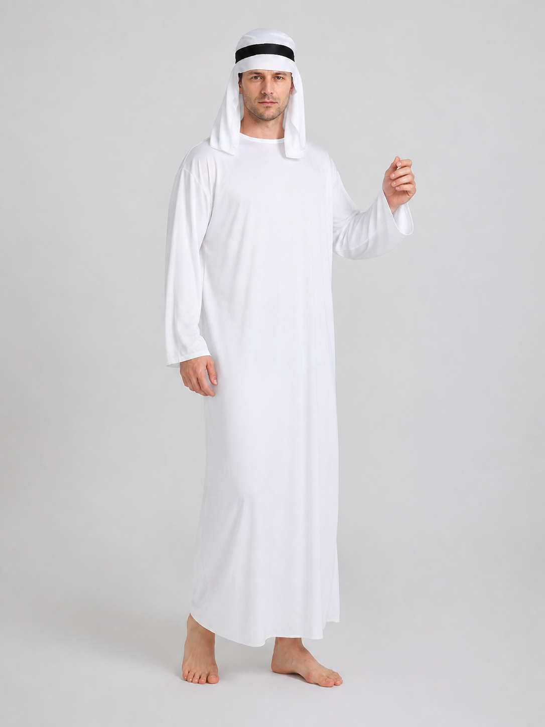Carnival Costume: White Long Robe and Headwear Costumes detail 2