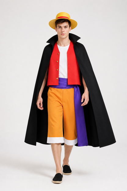 Luffy Cosplay Costume from One Piece with Cape and Hat Costume Capes detail 2