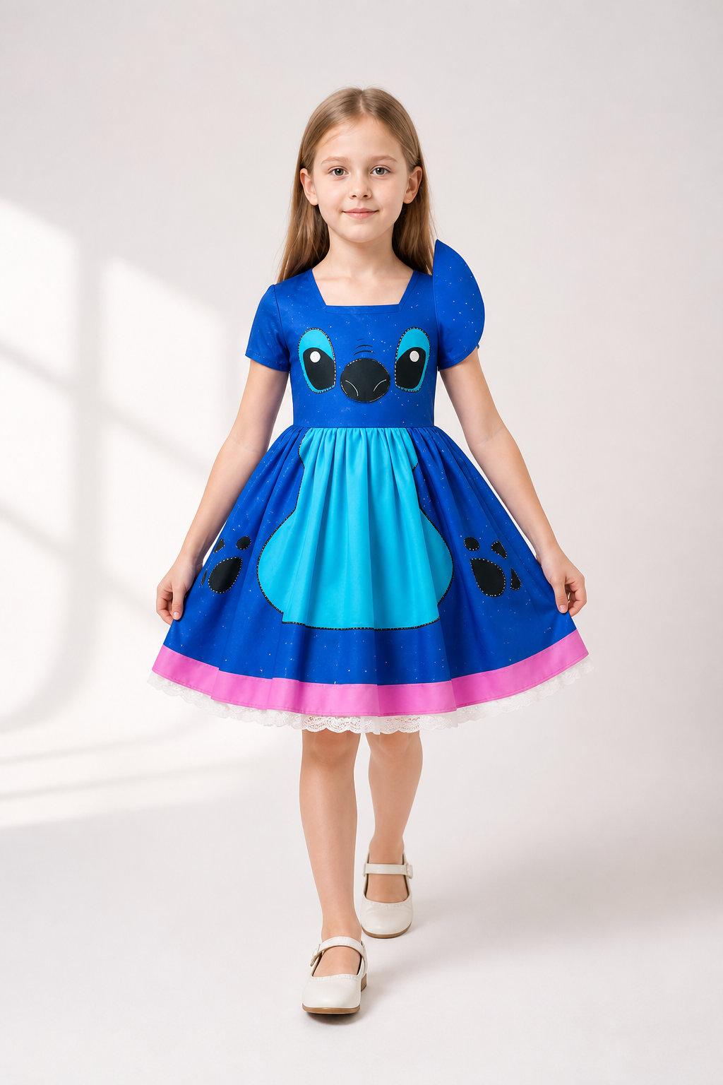 Blue Dress with Cartoon Character and Apron Costume Dresses detail 2