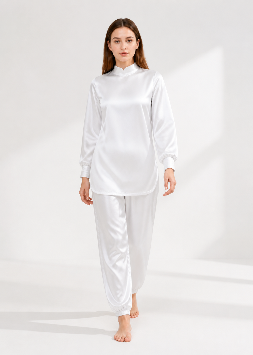White Cosplay Jumpsuit with High Collar