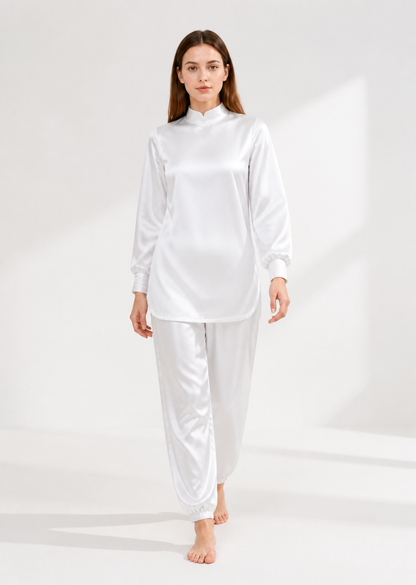 White Cosplay Jumpsuit with High Collar