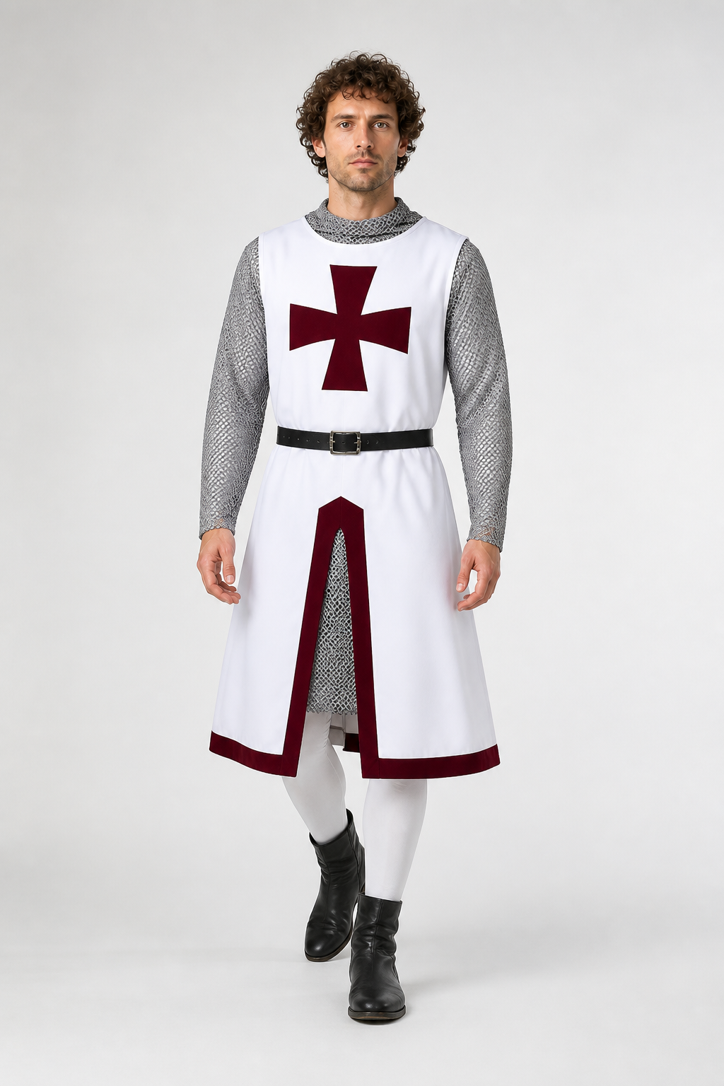 Templar Costume with Red Cross and Chainmail Costumes detail 2