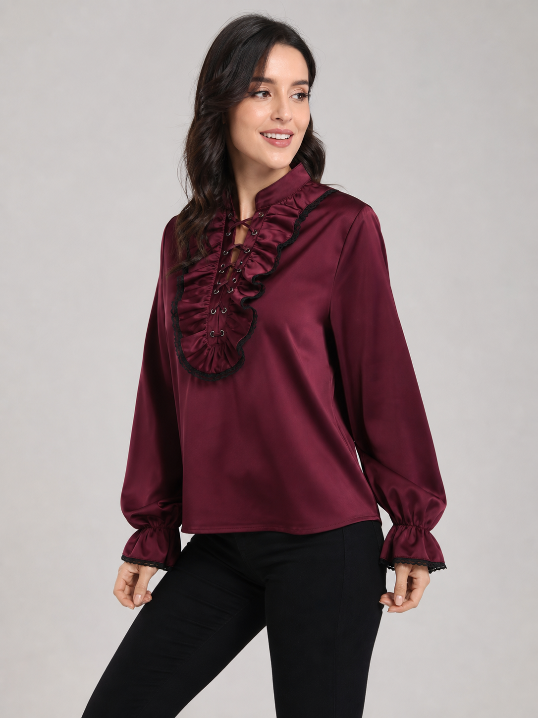 Cosplay Shirt with Jabot and High Collar