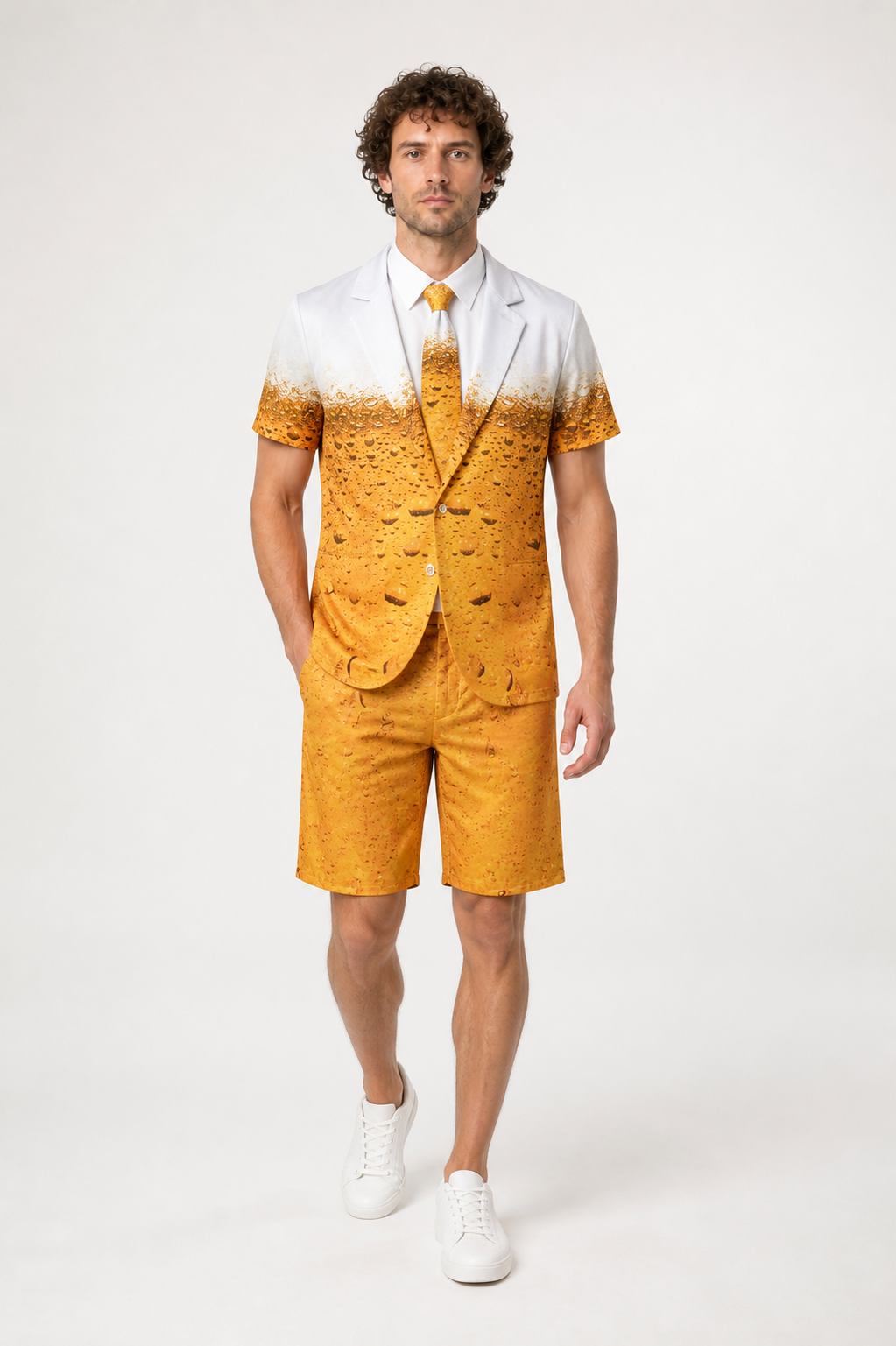 Stage Costume with Beer Print, Shorts, and Tie Costumes detail 2