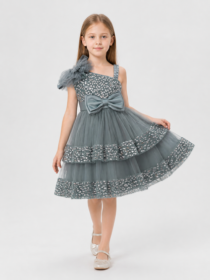 Festive Sequin and Bow Dress, Gray Costume Dresses detail 2