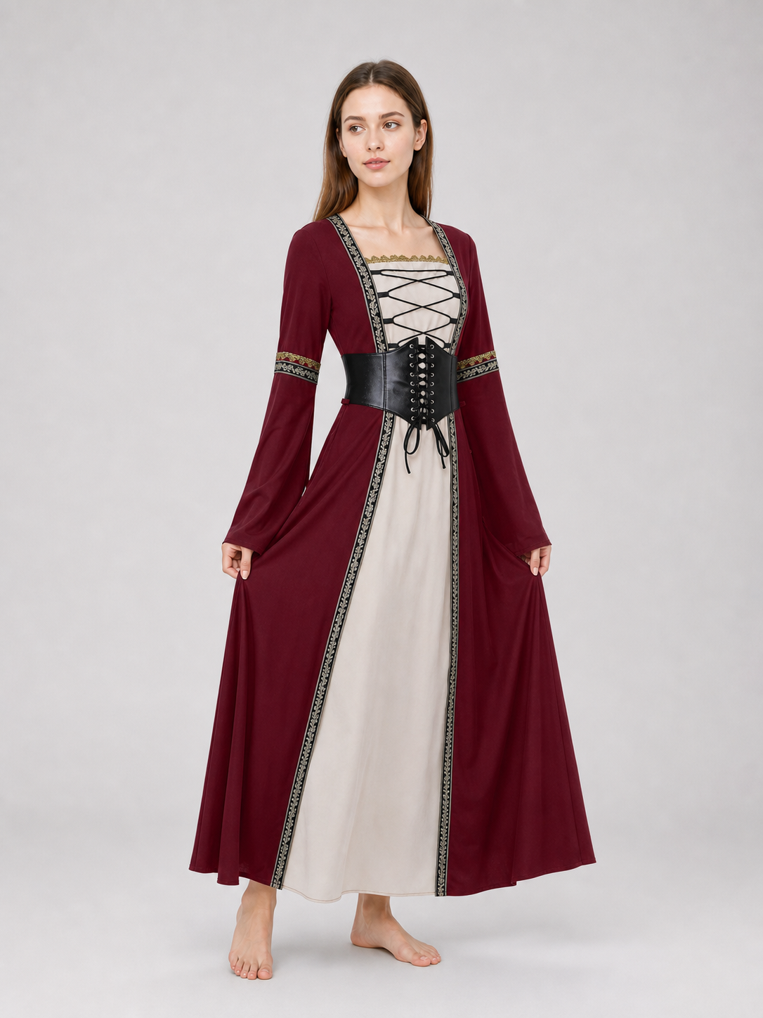 Gothic Renaissance Dress with Corset Lacing
