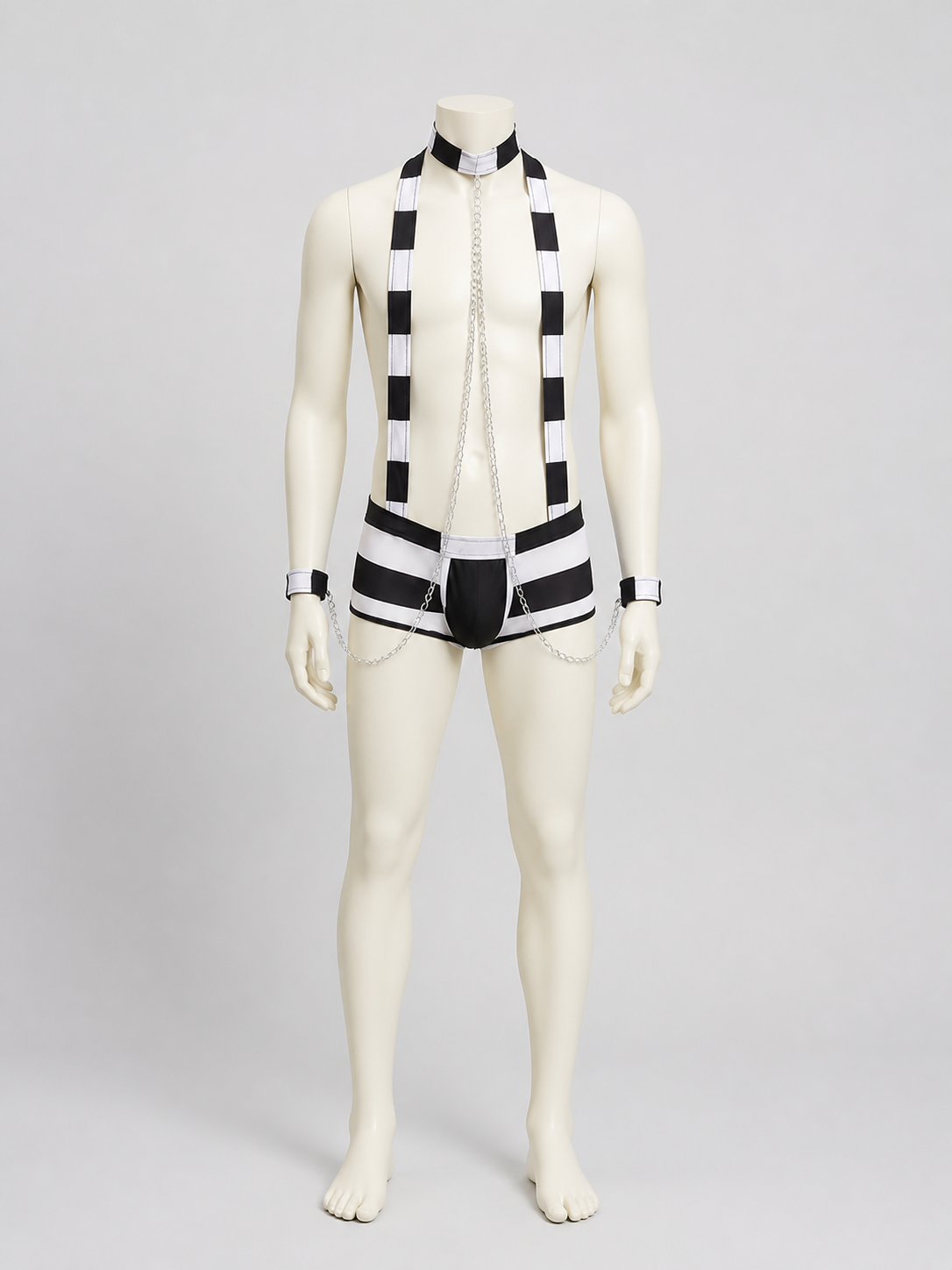 Mesh Costume with Top and Briefs, Black and White Costumes detail