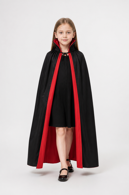 Black and Red Death Cloak with High Collar Costume Capes detail