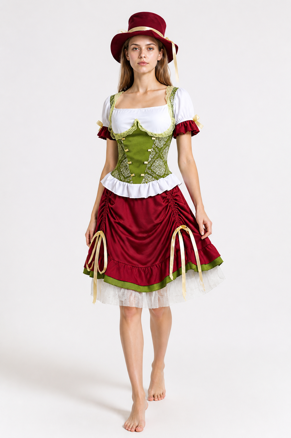 Maid Set with Corset, Skirt, and Hat Costume Headwear detail 2